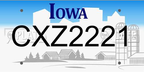 CXZ2221 Iowa License Plate