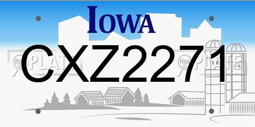 CXZ2271 Iowa License Plate