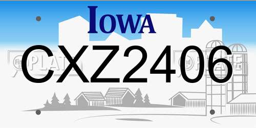 CXZ2406 Iowa License Plate