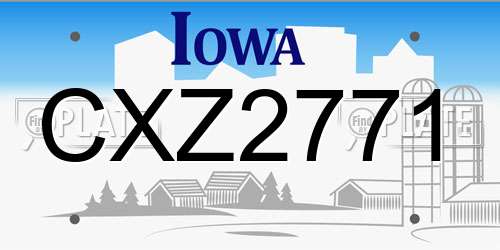 CXZ2771 Iowa License Plate