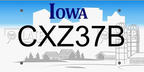 CXZ37B Iowa License Plate