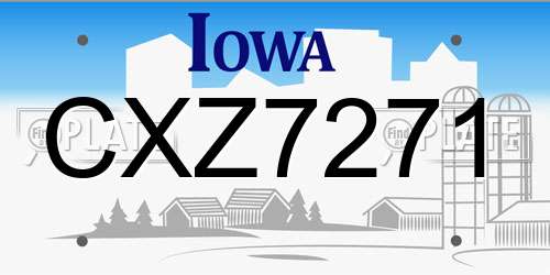 CXZ7271 Iowa License Plate