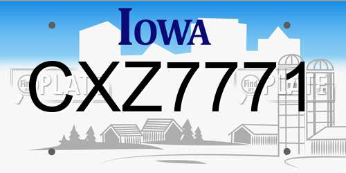 CXZ7771 Iowa License Plate