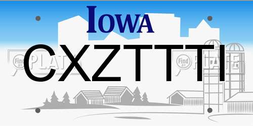 CXZTTTI Iowa License Plate