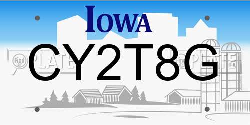 CY2T8G Iowa License Plate
