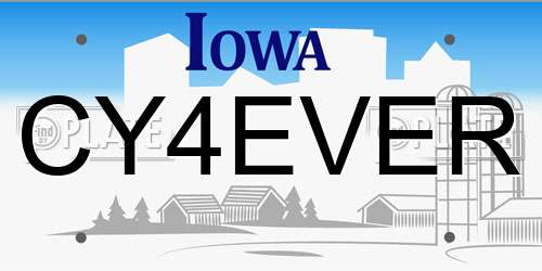 CY4EVER Iowa License Plate