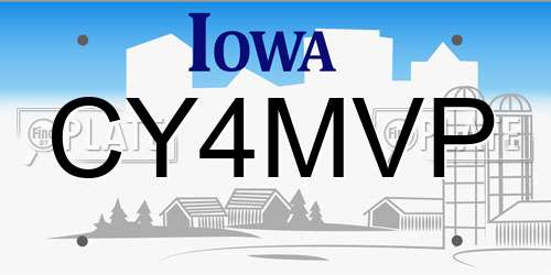 CY4MVP Iowa License Plate