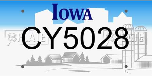 CY5028 Iowa License Plate