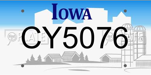 CY5076 Iowa License Plate