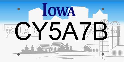 CY5A7B Iowa License Plate