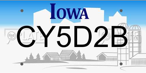 CY5D2B Iowa License Plate