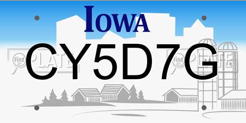 CY5D7G Iowa License Plate