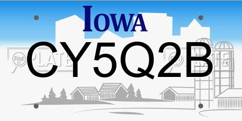 CY5Q2B Iowa License Plate