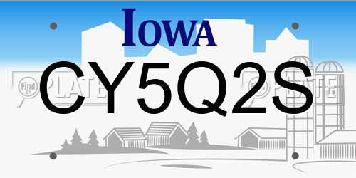 CY5Q2S Iowa License Plate