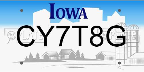 CY7T8G Iowa License Plate