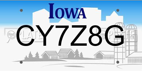 CY7Z8G Iowa License Plate