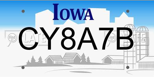 CY8A7B Iowa License Plate