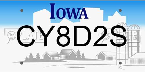 CY8D2S Iowa License Plate