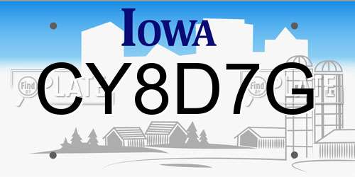 CY8D7G Iowa License Plate