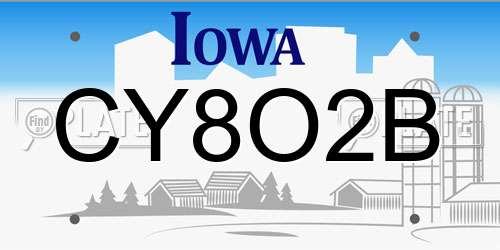 CY8O2B Iowa License Plate