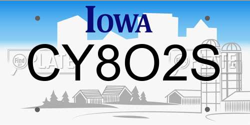 CY8O2S Iowa License Plate