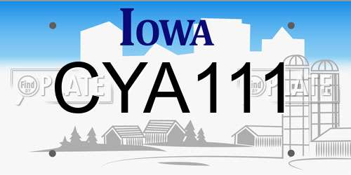 CYA111 Iowa License Plate