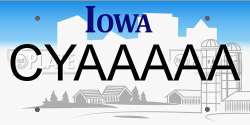 CYAAAAA Iowa License Plate