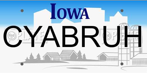 CYABRUH Iowa License Plate