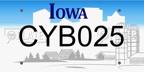 CYB025 Iowa License Plate