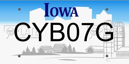 CYB07G Iowa License Plate