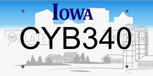 CYB340 Iowa License Plate