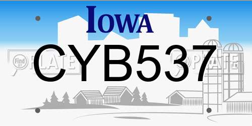 CYB537 Iowa License Plate