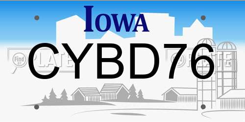 CYBD76 Iowa License Plate