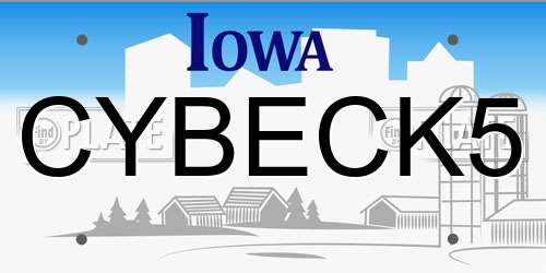 CYBECK5 Iowa License Plate