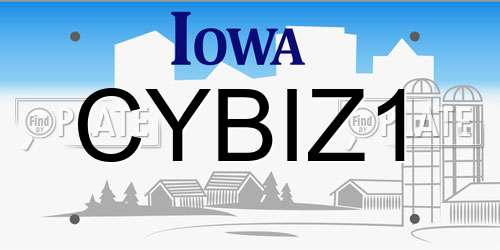 CYBIZ1 Iowa License Plate