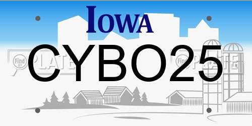 CYBO25 Iowa License Plate