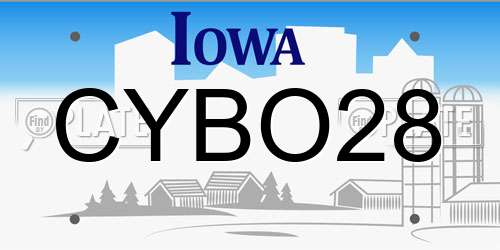 CYBO28 Iowa License Plate