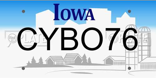 CYBO76 Iowa License Plate