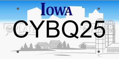 CYBQ25 Iowa License Plate