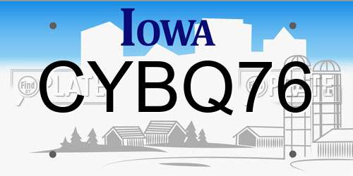 CYBQ76 Iowa License Plate