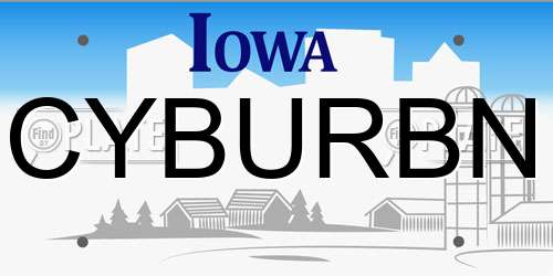 CYBURBN Iowa License Plate