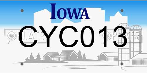 CYC013 Iowa License Plate