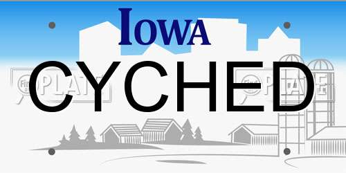 CYCHED Iowa License Plate
