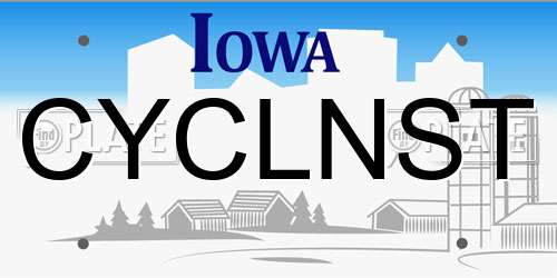 CYCLNST Iowa License Plate
