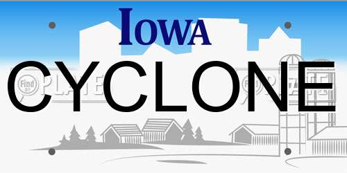 CYCLONE Iowa License Plate