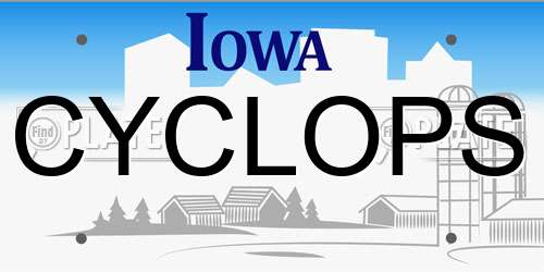 CYCLOPS Iowa License Plate