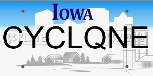 CYCLQNE Iowa License Plate