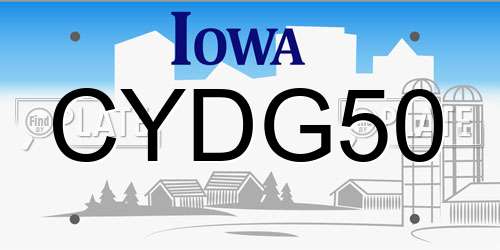 CYDG50 Iowa License Plate