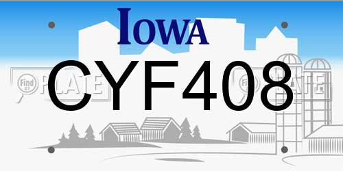 CYF408 Iowa License Plate
