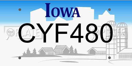 CYF480 Iowa License Plate